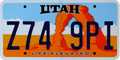 UT license plate Z749PI