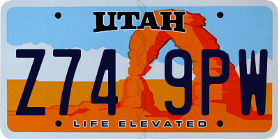 UT license plate Z749PW