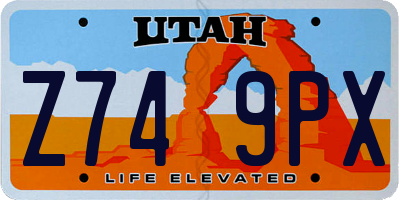 UT license plate Z749PX