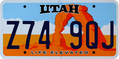 UT license plate Z749QJ