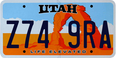 UT license plate Z749RA