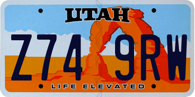 UT license plate Z749RW