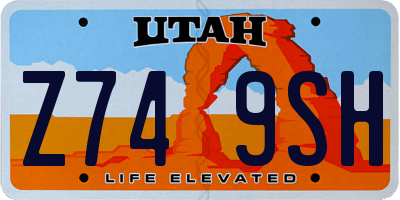 UT license plate Z749SH