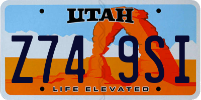 UT license plate Z749SI