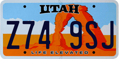UT license plate Z749SJ