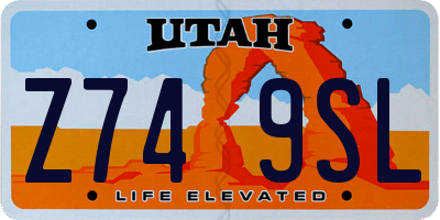 UT license plate Z749SL