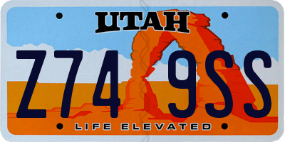 UT license plate Z749SS