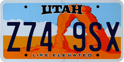 UT license plate Z749SX