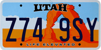 UT license plate Z749SY