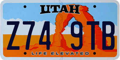 UT license plate Z749TB