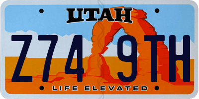 UT license plate Z749TH