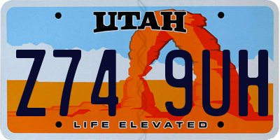 UT license plate Z749UH