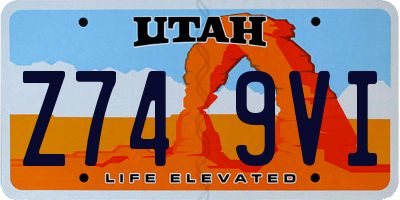 UT license plate Z749VI