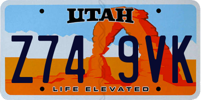 UT license plate Z749VK