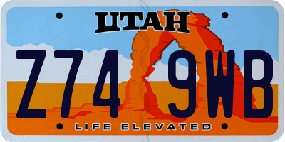 UT license plate Z749WB