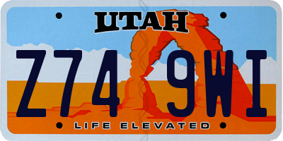 UT license plate Z749WI