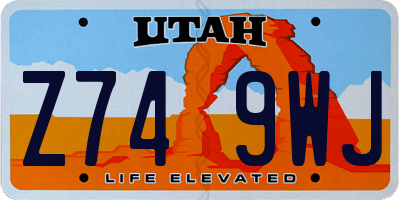 UT license plate Z749WJ