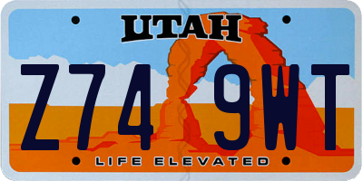 UT license plate Z749WT