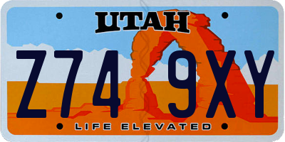 UT license plate Z749XY