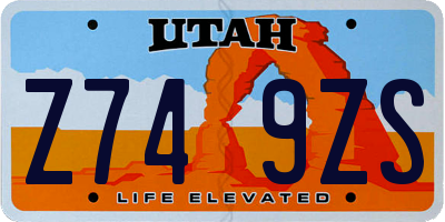 UT license plate Z749ZS