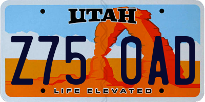 UT license plate Z750AD