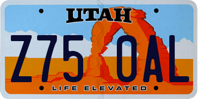 UT license plate Z750AL