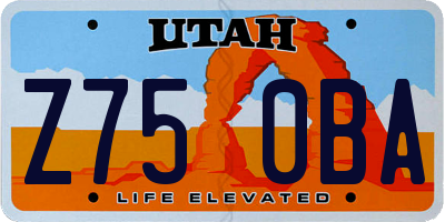 UT license plate Z750BA
