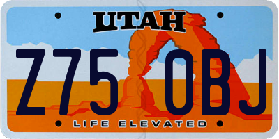 UT license plate Z750BJ