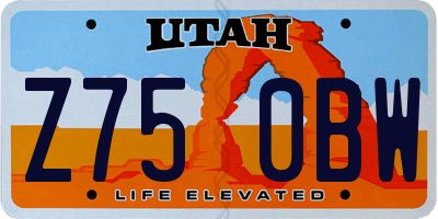 UT license plate Z750BW