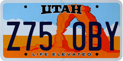 UT license plate Z750BY