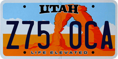 UT license plate Z750CA