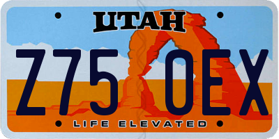 UT license plate Z750EX