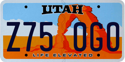 UT license plate Z750GO