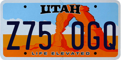 UT license plate Z750GQ