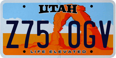 UT license plate Z750GV