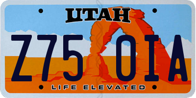 UT license plate Z750IA