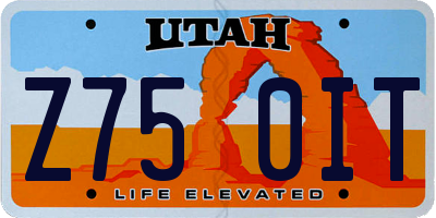 UT license plate Z750IT
