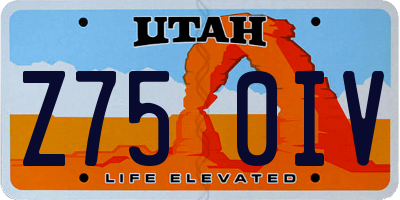 UT license plate Z750IV