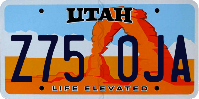 UT license plate Z750JA