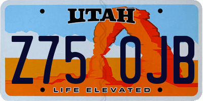 UT license plate Z750JB