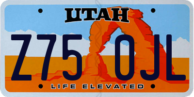 UT license plate Z750JL