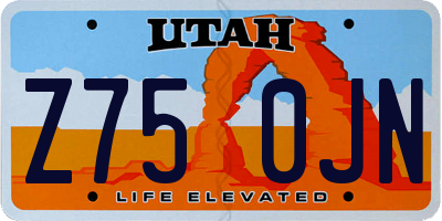 UT license plate Z750JN