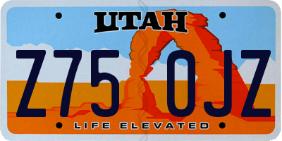 UT license plate Z750JZ