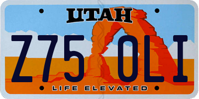 UT license plate Z750LI