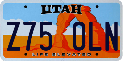 UT license plate Z750LN