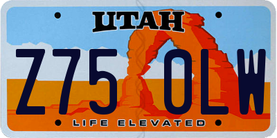 UT license plate Z750LW