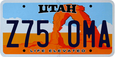 UT license plate Z750MA
