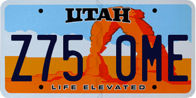 UT license plate Z750ME