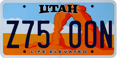 UT license plate Z750ON