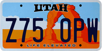 UT license plate Z750PW